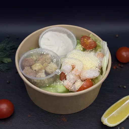 Салат “Цезарь” с креветками, 220гр
